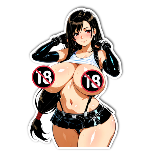 Tifa Lockhart Busty Flashing Waifu Sticker