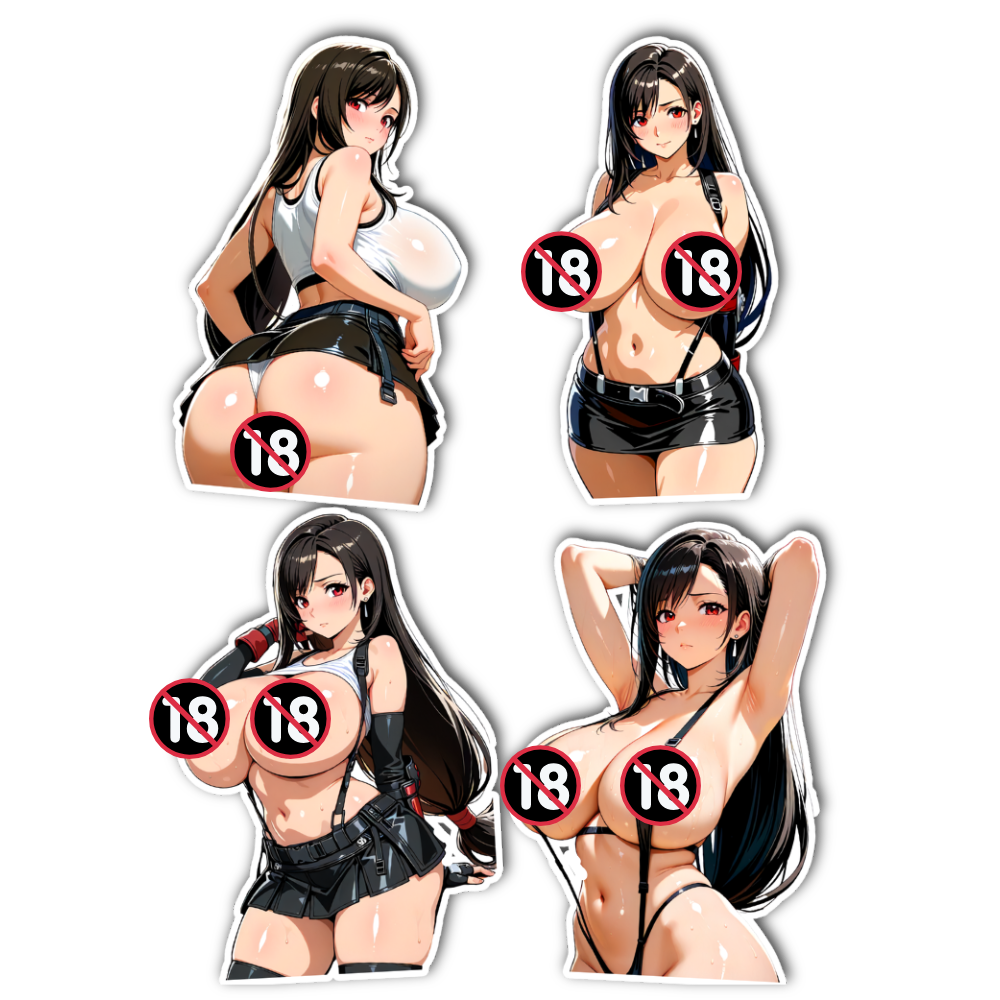 Tifa Lockhart Busty Waifu 4-Sticker Set