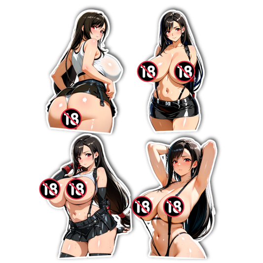 Tifa Lockhart Busty Waifu 4-Sticker Set