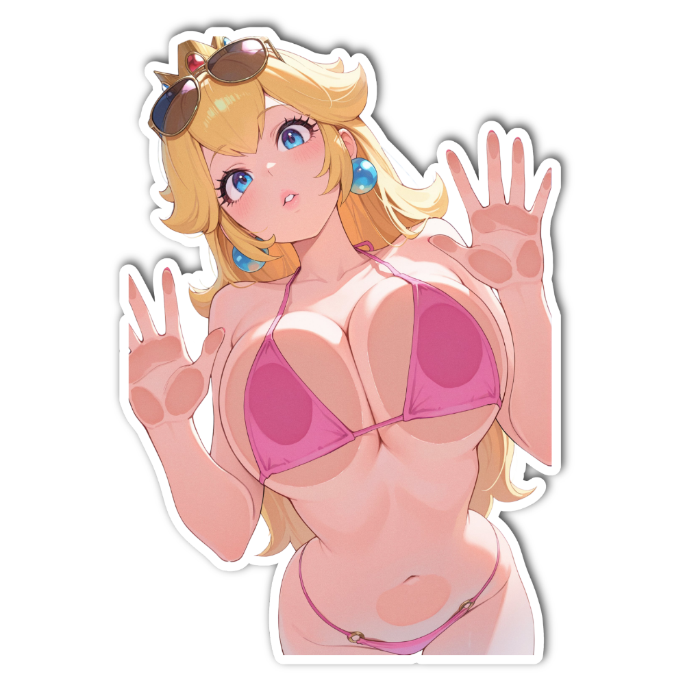Princess Peach Cute Pink Bikini Waifu Sticker
