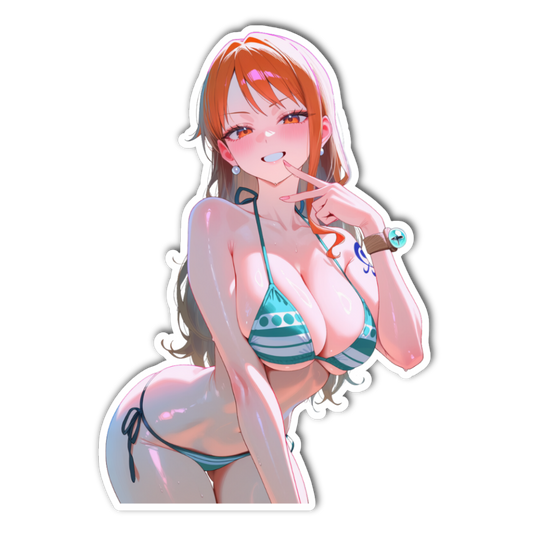 Nami Cheeky Striped Bikini Waifu Sticker